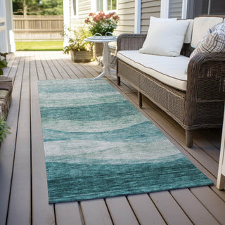 Piper Looms Chantille Swirls ACN1141 Seafoam Machine Washable Area Rug Runner Outdoor Lifestyle Image Feature