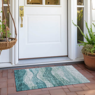 Piper Looms Chantille Swirls ACN1141 Seafoam Machine Washable Area Rug Scatter Outdoor Lifestyle Image Feature