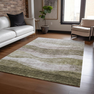 Piper Looms Chantille Swirls ACN1141 Taupe Machine Washable Area Rug Lifestyle Image Feature