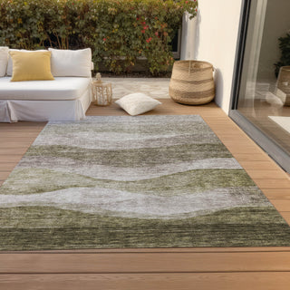 Piper Looms Chantille Swirls ACN1141 Taupe Machine Washable Area Rug Outdoor Lifestyle Image Feature