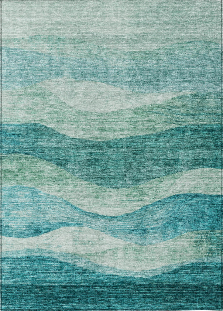 Piper Looms Chantille Swirls ACN1141 Teal Machine Washable Area Rug main image