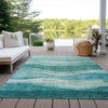 Piper Looms Chantille Swirls ACN1141 Teal Machine Washable Area Rug Outdoor Lifestyle Image Feature
