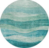 Piper Looms Chantille Swirls ACN1141 Teal Machine Washable Area Rug Round Main Image