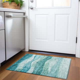 Piper Looms Chantille Swirls ACN1141 Teal Machine Washable Area Rug Scatter Lifestyle Image Feature