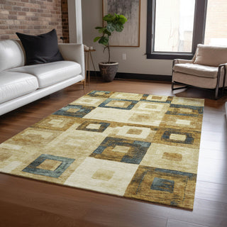 Piper Looms Chantille Geometric ACN1142 Beige Machine Washable Area Rug Lifestyle Image Feature