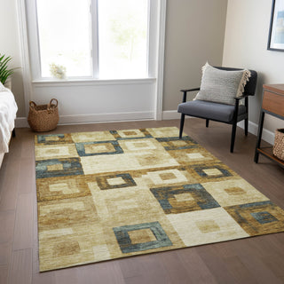 Piper Looms Chantille Geometric ACN1142 Beige Machine Washable Area Rug Lifestyle Image Feature