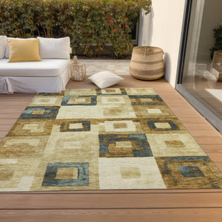 Piper Looms Chantille Geometric ACN1142 Beige Machine Washable Area Rug Outdoor Lifestyle Image Feature