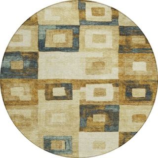 Piper Looms Chantille Geometric ACN1142 Beige Machine Washable Area Rug Round Main Image