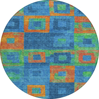 Piper Looms Chantille Geometric ACN1142 Denim Machine Washable Area Rug Round Main Image