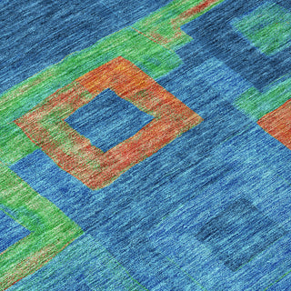 Piper Looms Chantille Geometric ACN1142 Denim Machine Washable Area Rug Swatch Image