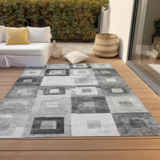 Piper Looms Chantille Geometric ACN1142 Gray Machine Washable Area Rug Outdoor Lifestyle Image Feature