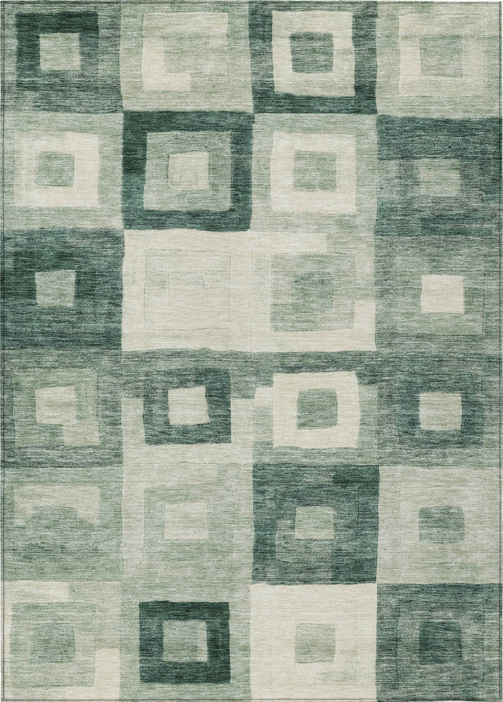 Piper Looms Chantille Geometric ACN1142 Green Machine Washable Area Rug main image