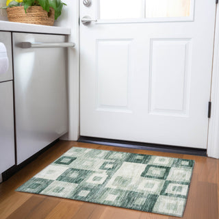 Piper Looms Chantille Geometric ACN1142 Green Machine Washable Area Rug Scatter Lifestyle Image Feature