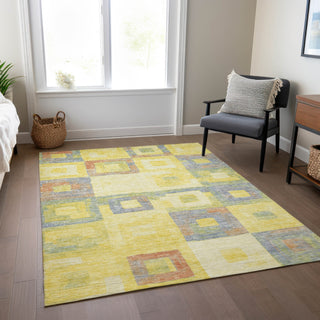 Piper Looms Chantille Geometric ACN1142 Yellow Machine Washable Area Rug Lifestyle Image Feature