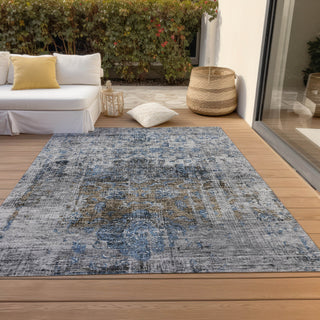 Piper Looms Chantille Global ACN1144 Blue Machine Washable Area Rug Outdoor Lifestyle Image Feature