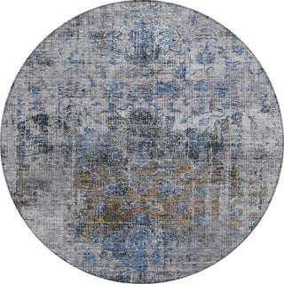 Piper Looms Chantille Global ACN1144 Blue Machine Washable Area Rug Round Main Image