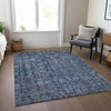 Piper Looms Chantille Damask ACN1145 Blue Machine Washable Area Rug Lifestyle Image Feature