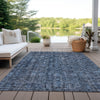 Piper Looms Chantille Damask ACN1145 Blue Machine Washable Area Rug Outdoor Lifestyle Image Feature