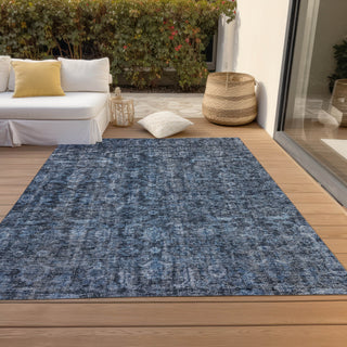 Piper Looms Chantille Damask ACN1145 Blue Machine Washable Area Rug Outdoor Lifestyle Image Feature