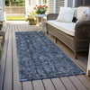 Piper Looms Chantille Damask ACN1145 Blue Machine Washable Area Rug Runner Outdoor Lifestyle Image Feature