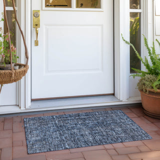 Piper Looms Chantille Damask ACN1145 Blue Machine Washable Area Rug Scatter Outdoor Lifestyle Image Feature