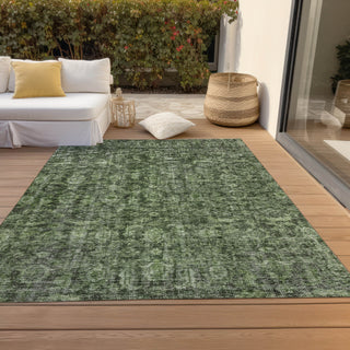 Piper Looms Chantille Damask ACN1145 Cactus Machine Washable Area Rug Outdoor Lifestyle Image Feature