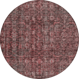 Piper Looms Chantille Damask ACN1145 Pink Machine Washable Area Rug Round Main Image