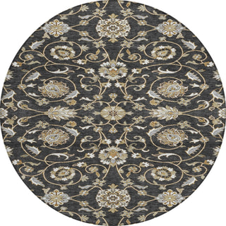 Piper Looms Chantille Moroccan ACN1149 Black Machine Washable Area Rug Round Main Image