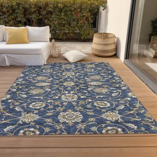 Piper Looms Chantille Moroccan ACN1149 Navy Machine Washable Area Rug Outdoor Lifestyle Image Feature