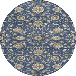 Piper Looms Chantille Moroccan ACN1149 Navy Machine Washable Area Rug Round Main Image