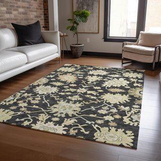 Piper Looms Chantille Global ACN1150 Black Machine Washable Area Rug Lifestyle Image Feature