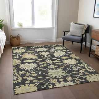 Piper Looms Chantille Global ACN1150 Black Machine Washable Area Rug Lifestyle Image Feature