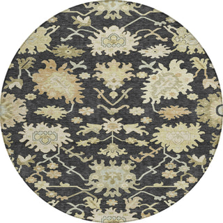 Piper Looms Chantille Global ACN1150 Black Machine Washable Area Rug Round Main Image