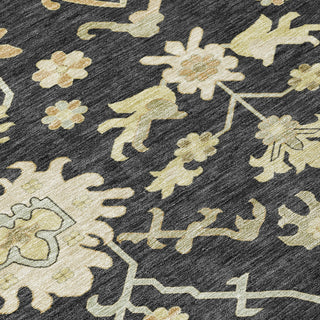 Piper Looms Chantille Global ACN1150 Black Machine Washable Area Rug Swatch Image
