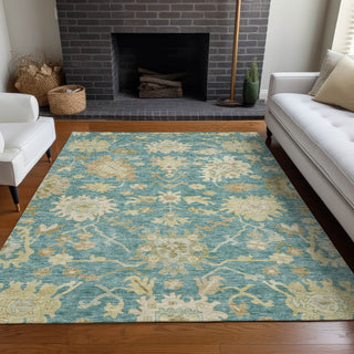 Piper Looms Chantille Global ACN1150 Teal Machine Washable Area Rug Lifestyle Image Feature