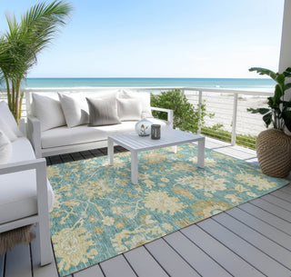 Piper Looms Chantille Global ACN1150 Teal Machine Washable Area Rug Outdoor Lifestyle Image Feature