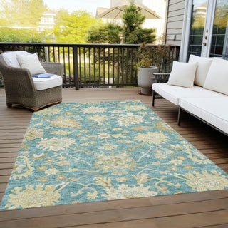 Piper Looms Chantille Global ACN1150 Teal Machine Washable Area Rug Outdoor Lifestyle Image Feature