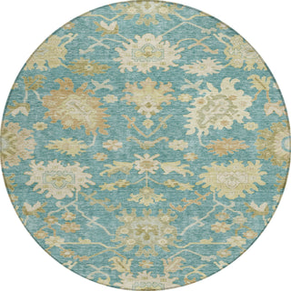 Piper Looms Chantille Global ACN1150 Teal Machine Washable Area Rug Round Main Image