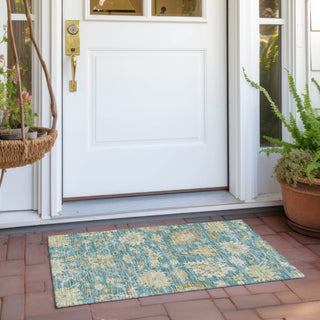 Piper Looms Chantille Global ACN1150 Teal Machine Washable Area Rug Scatter Outdoor Lifestyle Image Feature