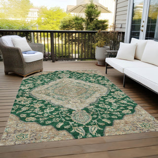 Piper Looms Chantille Global ACN1151 Emerald Machine Washable Area Rug Outdoor Lifestyle Image Feature