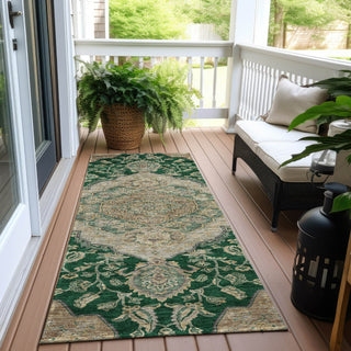 Piper Looms Chantille Global ACN1151 Emerald Machine Washable Area Rug Runner Outdoor Lifestyle Image Feature