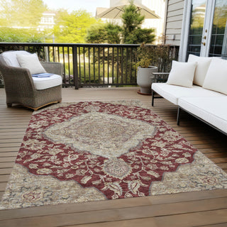 Piper Looms Chantille Global ACN1151 Garnet Machine Washable Area Rug Outdoor Lifestyle Image Feature