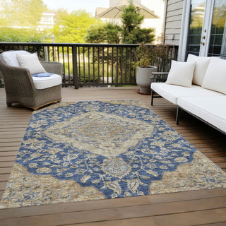 Piper Looms Chantille Global ACN1151 Navy Machine Washable Area Rug Outdoor Lifestyle Image Feature