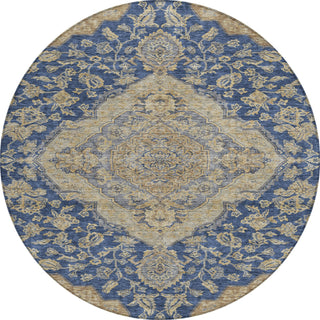 Piper Looms Chantille Global ACN1151 Navy Machine Washable Area Rug Round Main Image