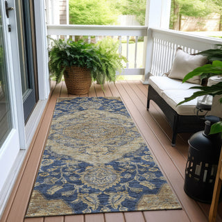 Piper Looms Chantille Global ACN1151 Navy Machine Washable Area Rug Runner Outdoor Lifestyle Image Feature