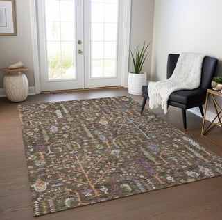 Piper Looms Chantille Floral ACN1152 Brown Machine Washable Area Rug Lifestyle Image Feature