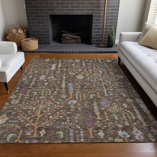 Piper Looms Chantille Floral ACN1152 Brown Machine Washable Area Rug Lifestyle Image Feature