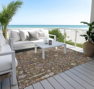 Piper Looms Chantille Floral ACN1152 Brown Machine Washable Area Rug Outdoor Lifestyle Image Feature