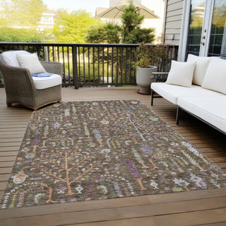 Piper Looms Chantille Floral ACN1152 Brown Machine Washable Area Rug Outdoor Lifestyle Image Feature