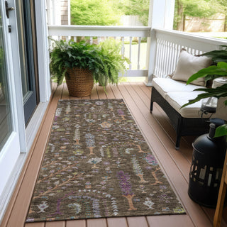 Piper Looms Chantille Floral ACN1152 Brown Machine Washable Area Rug Runner Outdoor Lifestyle Image Feature